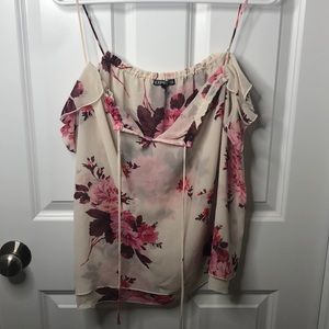 Off white pink floral flowy tank top